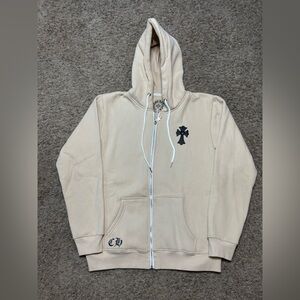 Chrome Hearts Cream Hoodie with Black Logo